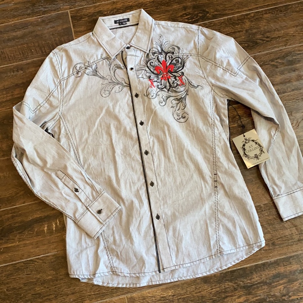 AT Collins Large Shirt Embroidered NWT